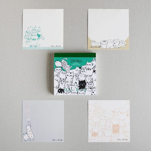 Spoon Inc Kinose Shinzi Katoh Square Memo Pad Green Cat Hill Kawaii Gifts