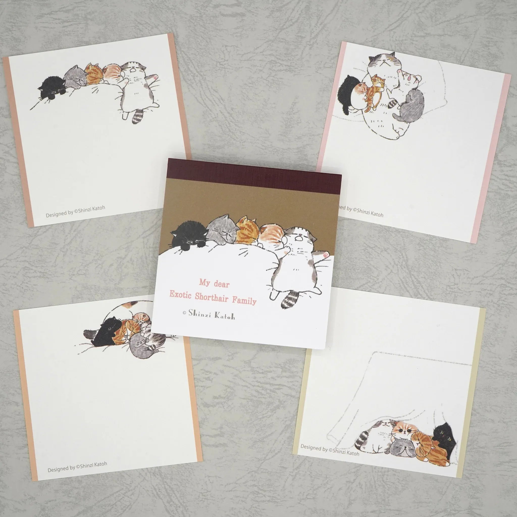 Spoon Inc Kinose Shinzi Katoh Square Memo Pad Sleeping Cats Kawaii Gifts