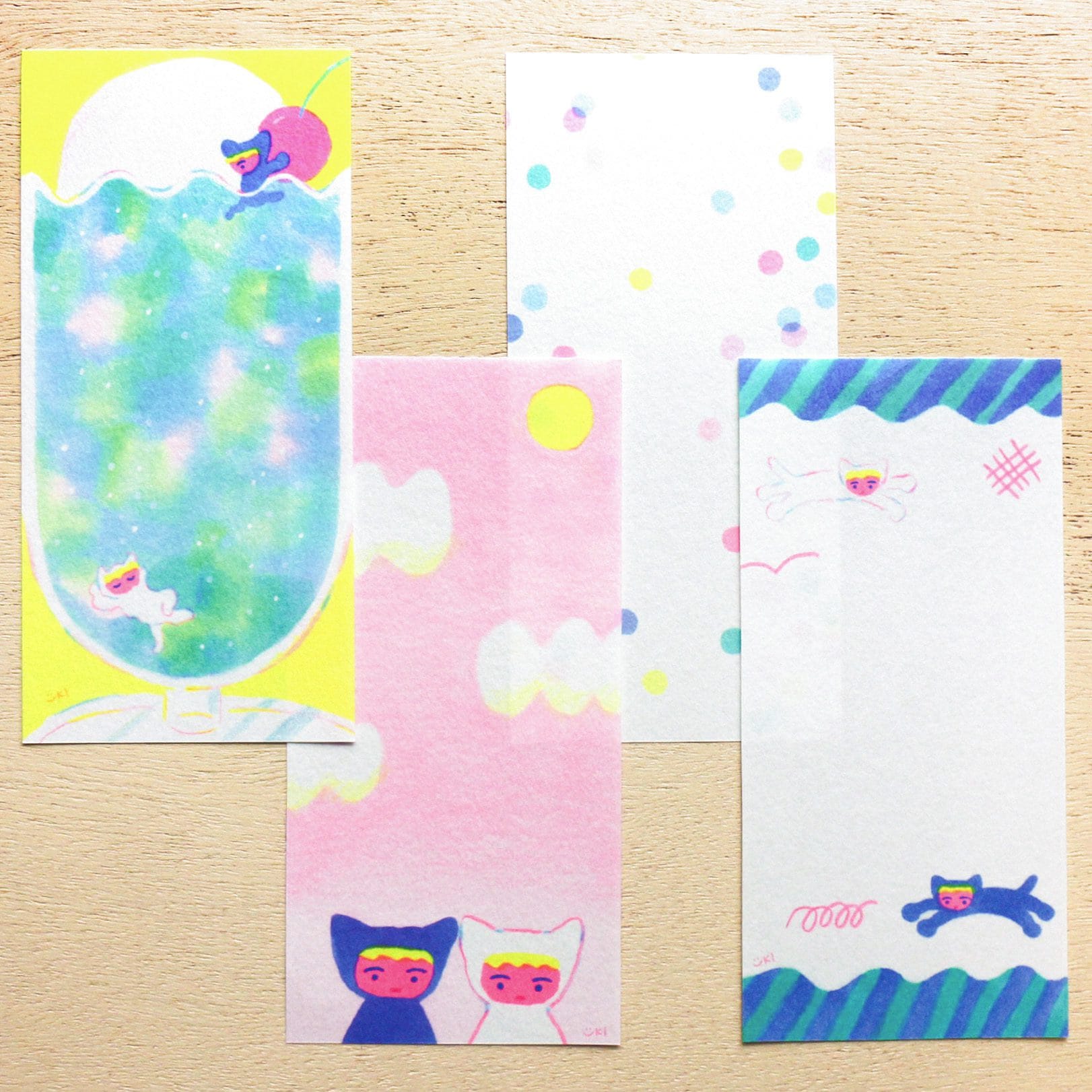 Spoon Inc Kinose Washi Rectanglar Memo Pad Neko Kawaii Gifts