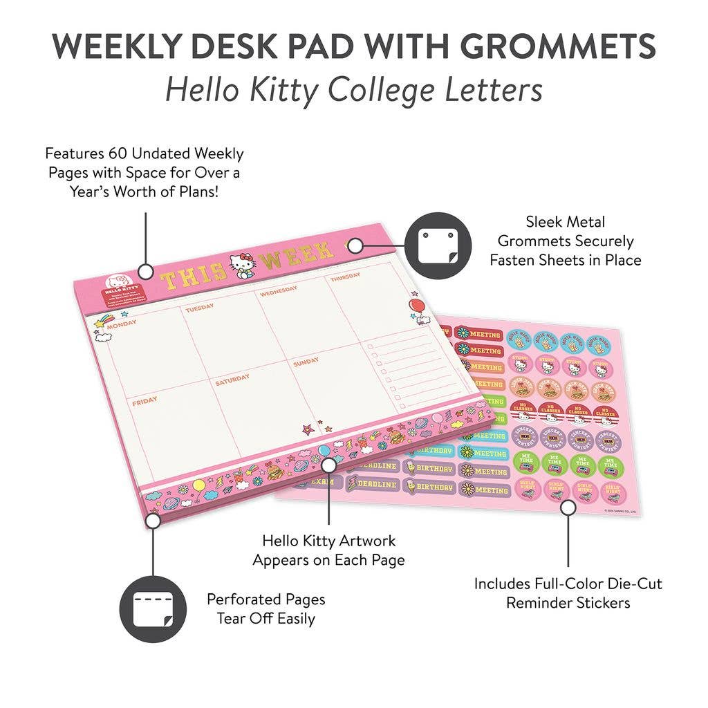 Studio Oh! Hello Kitty College Letters Weekly Desk Pad Kawaii Gifts