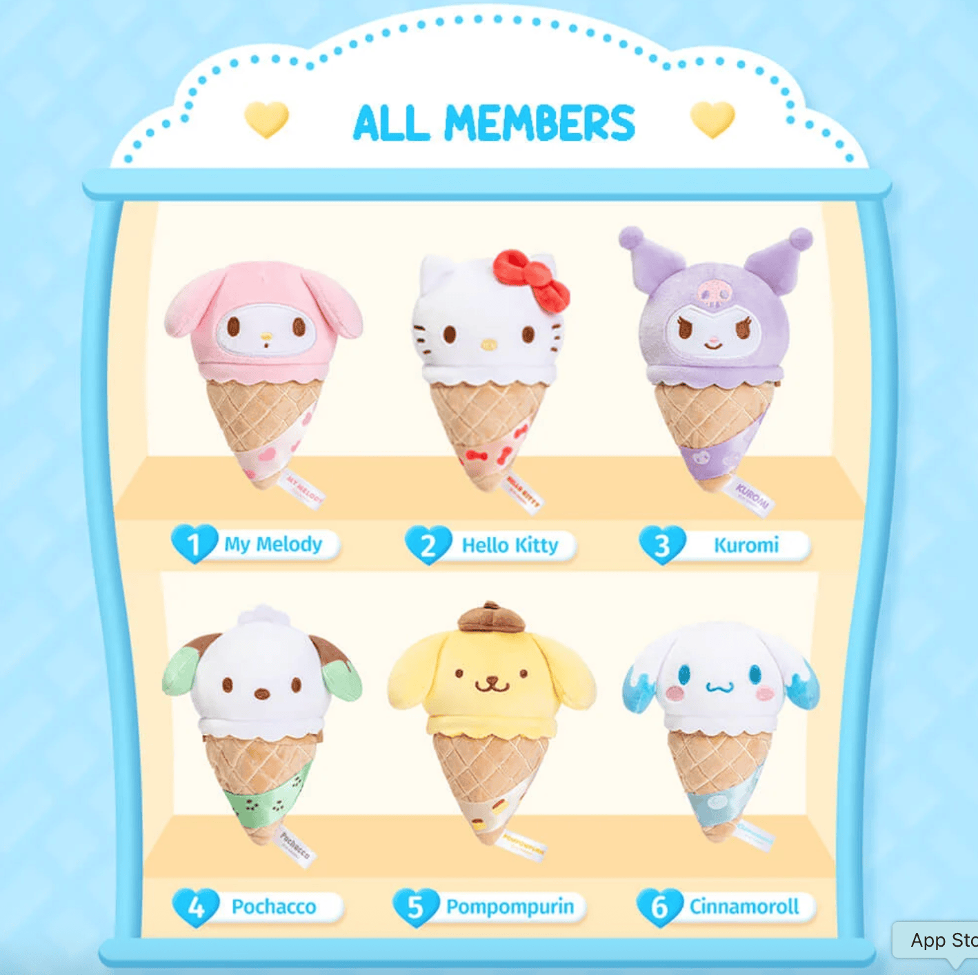 Su Plushies Sanrio Friends Relaxing Ice Cream Cone Plush Surprise Box Kawaii Gifts