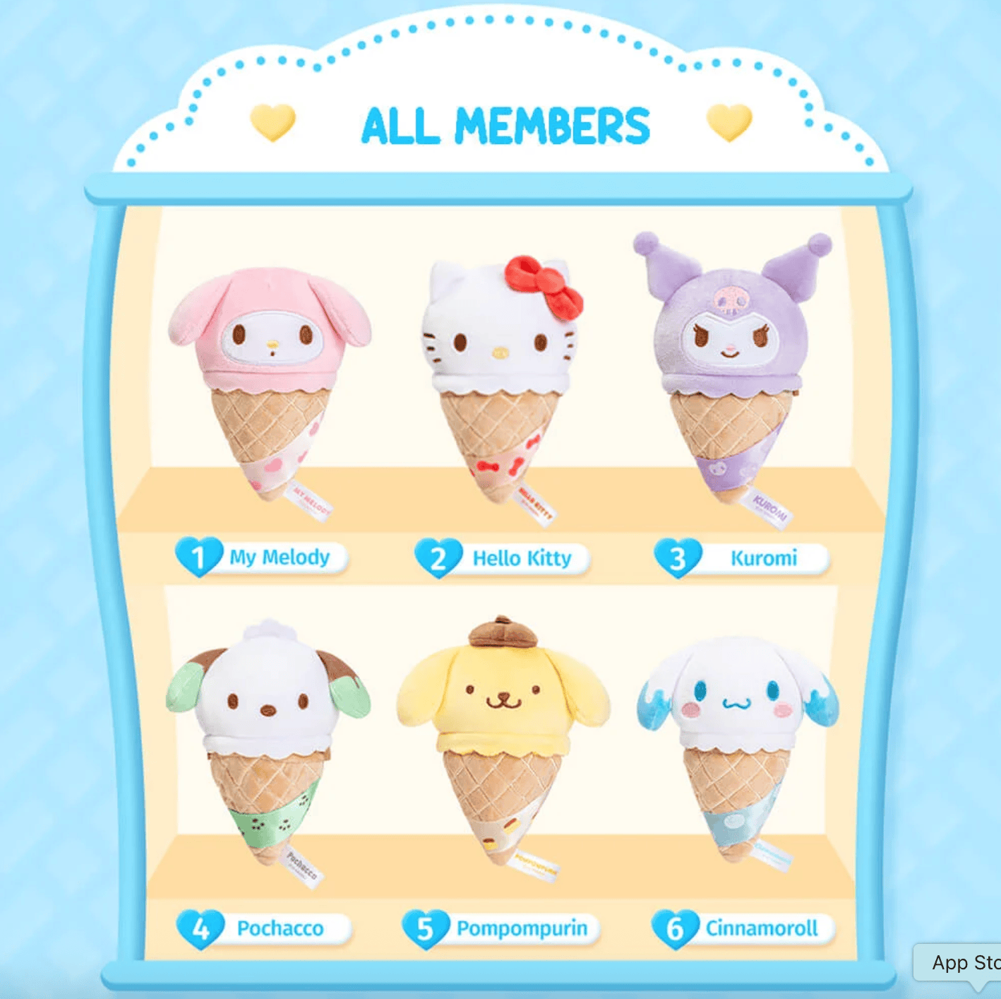 Su Plushies Sanrio Friends Relaxing Ice Cream Cone Plush Surprise Box Kawaii Gifts