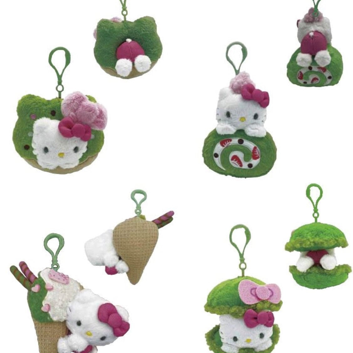 Weactive Hello Kitty Matcha Sweet Treats 6" Plushies with Clips Kawaii Gifts