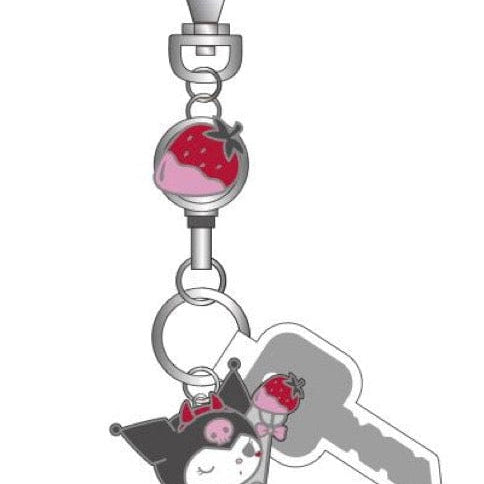 Weactive Kuromi Devilish Strawberry Die-cut Charm Keychain with Retractable Key Reel Kawaii Gifts 840805158335