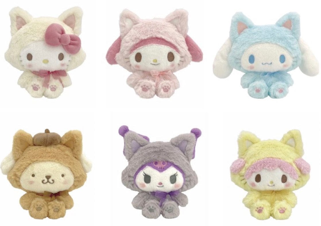 Weactive Sanrio Fluffy Pastel Kitten 6" Plush: Cinnamoroll, Pompompurin, Kuromi, My Melody, Hello Kitty, My Piano Kawaii Gifts
