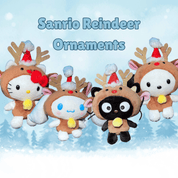 Weactive Sanrio Reindeer 5" Plushie Mascot Ornaments: Hello Kitty, Cinnamoroll, Pochacco, Chococat Kawaii Gifts