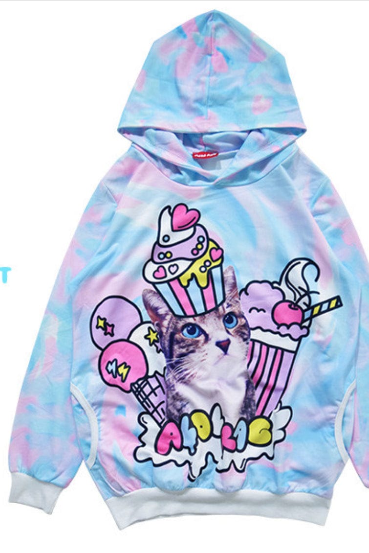 ACDC Rag ACDC Rag Big Hoodie Cat Cat Cat Pastel Color Yumekawa Sweets Sweets Kawaii Gifts 2000000046938