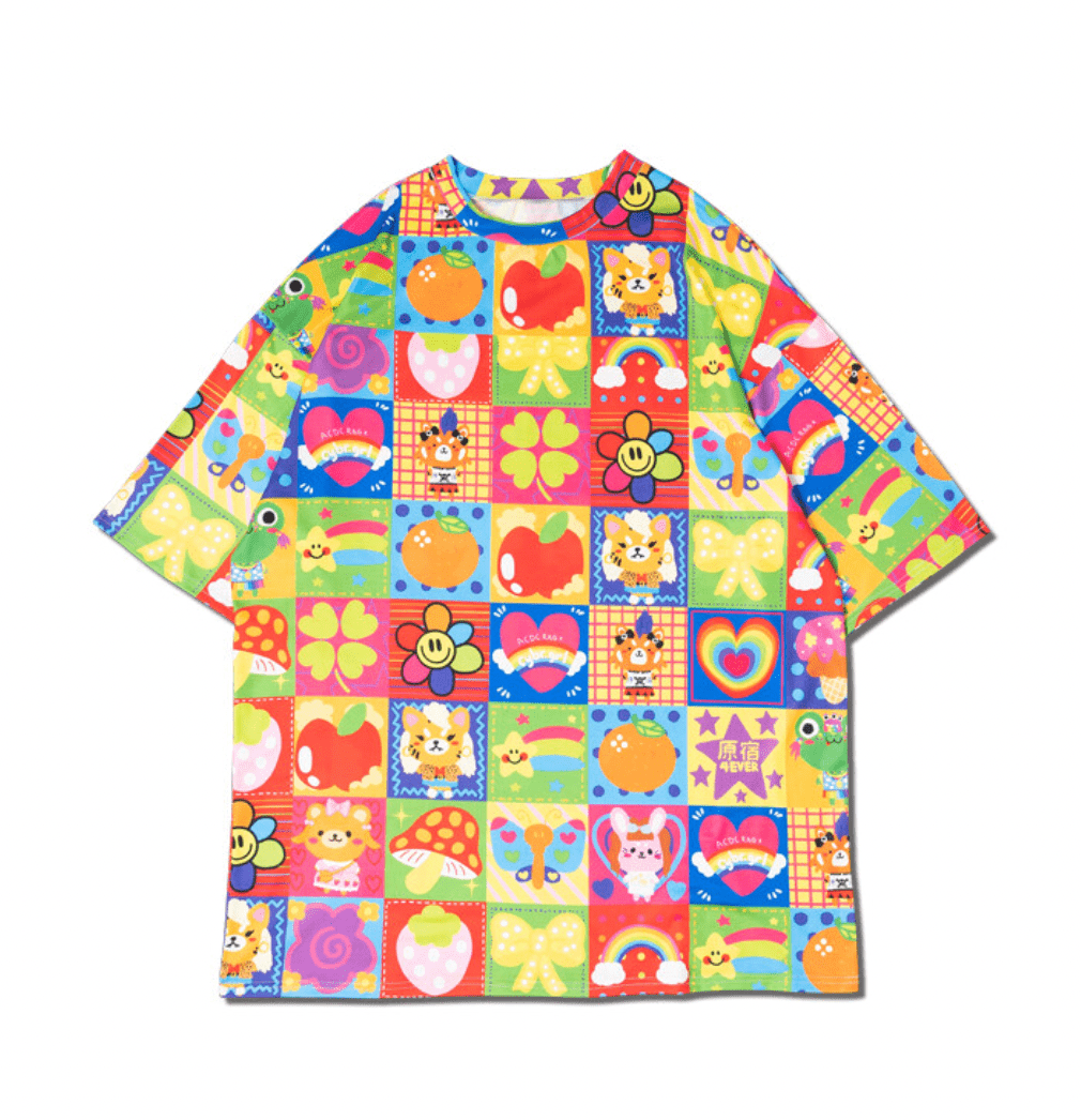 ACDC Rag ACDC Rag x cybr.grl Patchwork Rainbow T-shirt Kawaii Gifts 2000000060750