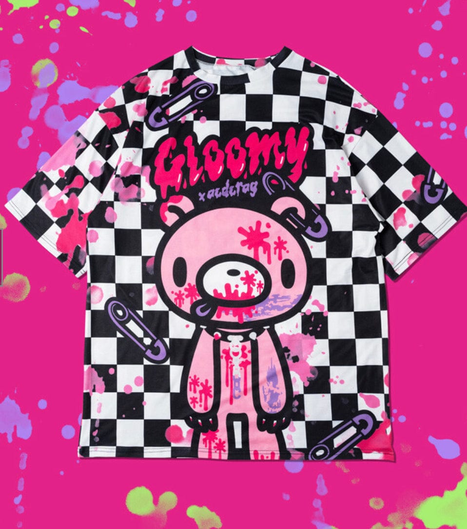 ACDC Rag ACDC Rag x Gloomy Bear Checkered T-Shirt Kawaii Gifts 2000000056203