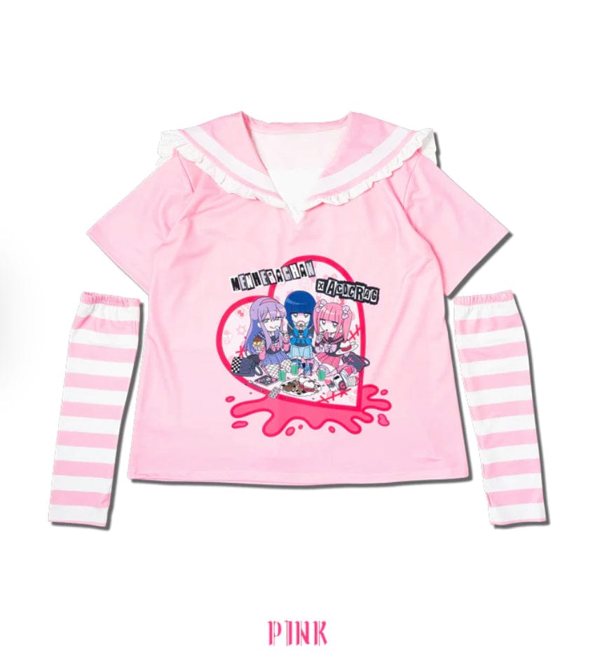 ACDC Rag ACDC Rag X Menherachan Harajuku Emo Sailor Shirts with Arm Covers Pink Kawaii Gifts 2000000061870