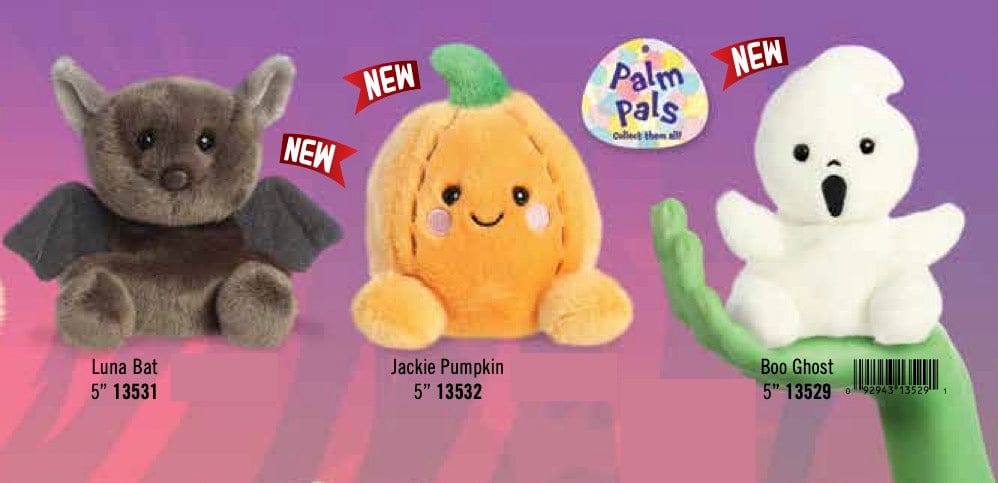Aurora Luna Bat, Boo Ghost & Jackie Pumpkin Palm Pals 5" Plush Kawaii Gifts