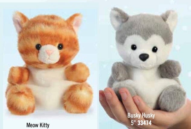 Aurora Meow Kitty & Busky Husky Palm Pals 5" Plush Kawaii Gifts