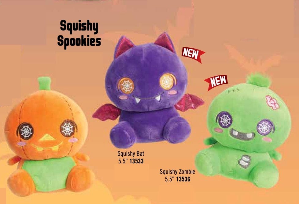 Aurora Squishy Spookies 5.5" Pumpkin Bat & Zombie Plushies Kawaii Gifts