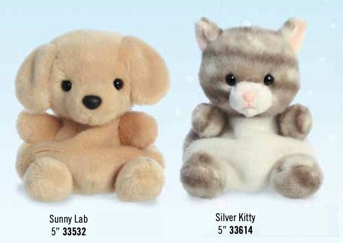 Aurora Sunny Lab & SIlver Kitty Palm Pals 5" Plush Kawaii Gifts