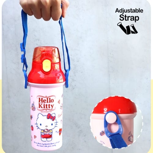 BeeCrazee Sanrio Friends Anchor ONE TOUCH Water Bottle with Shoulder Strap: My Melody, Kuromi, Hello Kitty, Cinnamoroll Kawaii Gifts