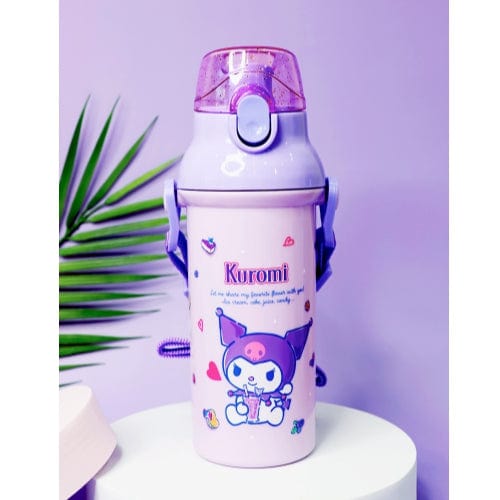 BeeCrazee Sanrio Friends Anchor ONE TOUCH Water Bottle with Shoulder Strap: My Melody, Kuromi, Hello Kitty, Cinnamoroll Kawaii Gifts