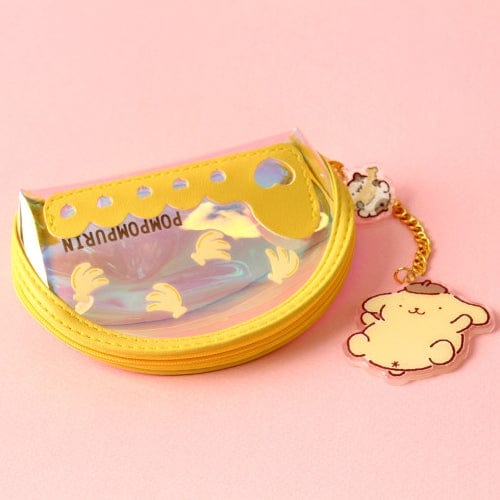 BeeCrazee Sanrio Friends Sparkly Translucent Coin Purses with Charm Pompompurin Kawaii Gifts