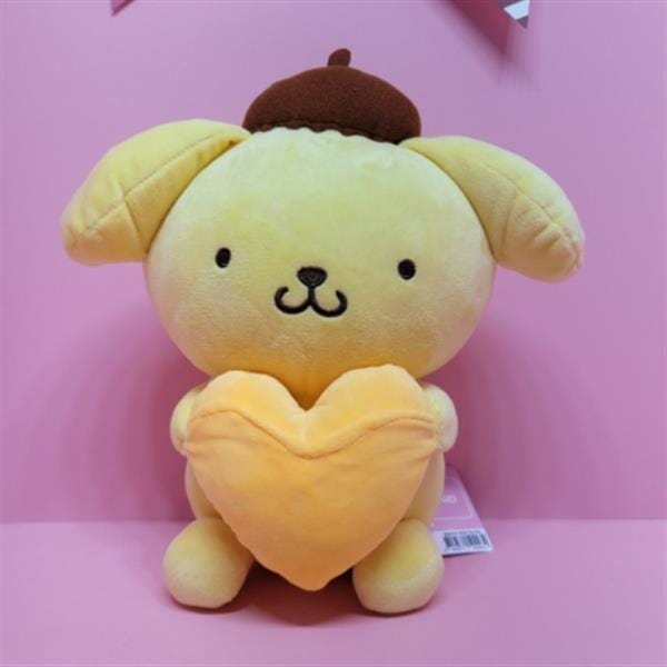 BeeCrazee Sanrio 12" Heart Plush: My Melody, Cinnamoroll, Pompompurin Pompompurin Kawaii Gifts 8809571502232