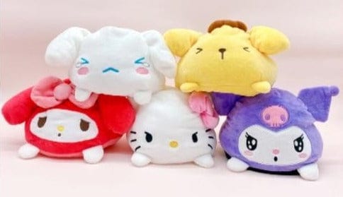 BeeCrazee Sanrio 6.5" Reversible Plush Hello Kitty, My Melody, Kuromi Cinnamoroll, Pompompurin Kawaii Gifts