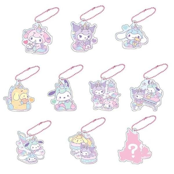 BeeCrazee Sanrio Friends Cosplay Sparkly Acrylic Keychain Surprise Box Kawaii Gifts 4571542959201