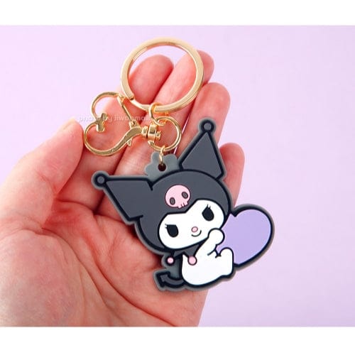 BeeCrazee SANRIO Friends Heart Large Rubber Keychains with Heart-Shaped Clasps Kawaii Gifts