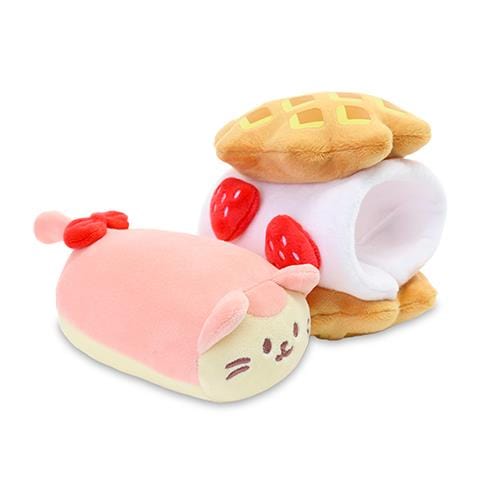 BeeCrazee Freshly Baked Anirollz Removable Small Plushies: Cherry Pie, Cupcake, Waffle, S'mores & Bread Waffle Kittiroll Kawaii Gifts 810043601931