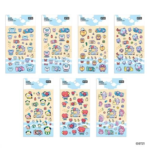 BeeCrazee BT21 Minini Summer Sky Clear Stickers Kawaii Gifts