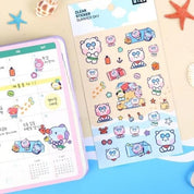 BeeCrazee BT21 Minini Summer Sky Clear Stickers Kawaii Gifts