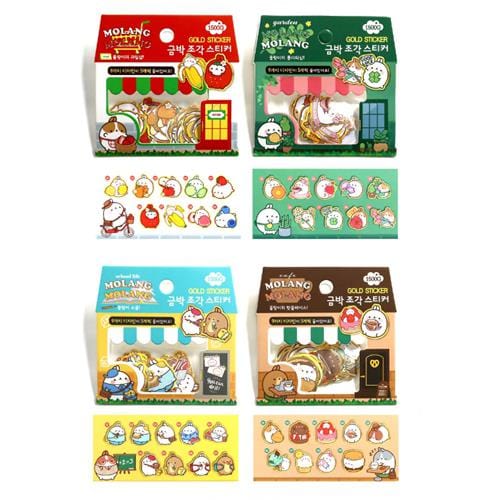 BeeCrazee Molang Gold Stickers Sacks: Supermarket, Flower Shop, School, Cafe Kawaii Gifts