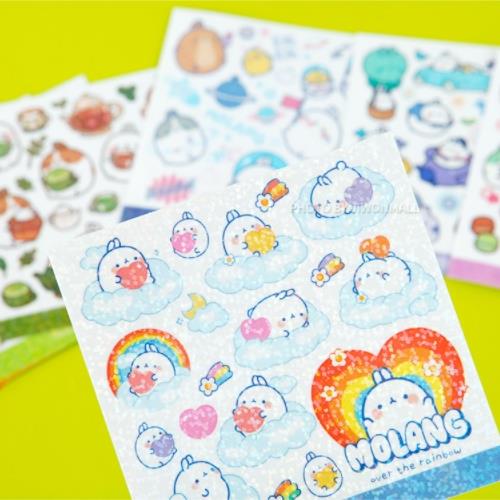BeeCrazee Molang Shiny Hologram Stickers (2 Sheets) Kawaii Gifts 8809640595523