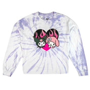 BioWorld My Melody & Kuromi Flame Heart Long Sleeve Crop Top Spiral Tie Dye Shirt Kawaii Gifts