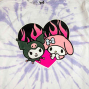 BioWorld My Melody & Kuromi Flame Heart Long Sleeve Crop Top Spiral Tie Dye Shirt Kawaii Gifts