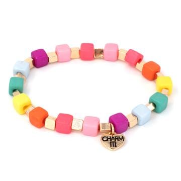 Charm It Gold Multi Cube Stretch Bead Bracelet Kawaii Gifts 794187088714