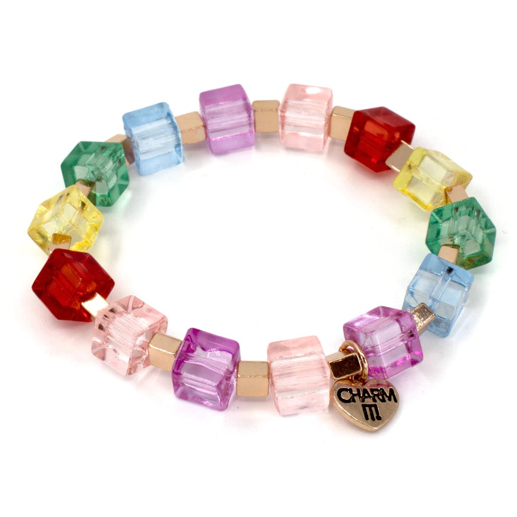 Charm It Gold Rainbow Cube Stretch Bead Bracelet Kawaii Gifts 794187090120
