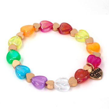 Charm It Gold Rainbow Heart Bead Stretch Bracelet Kawaii Gifts 794187090113