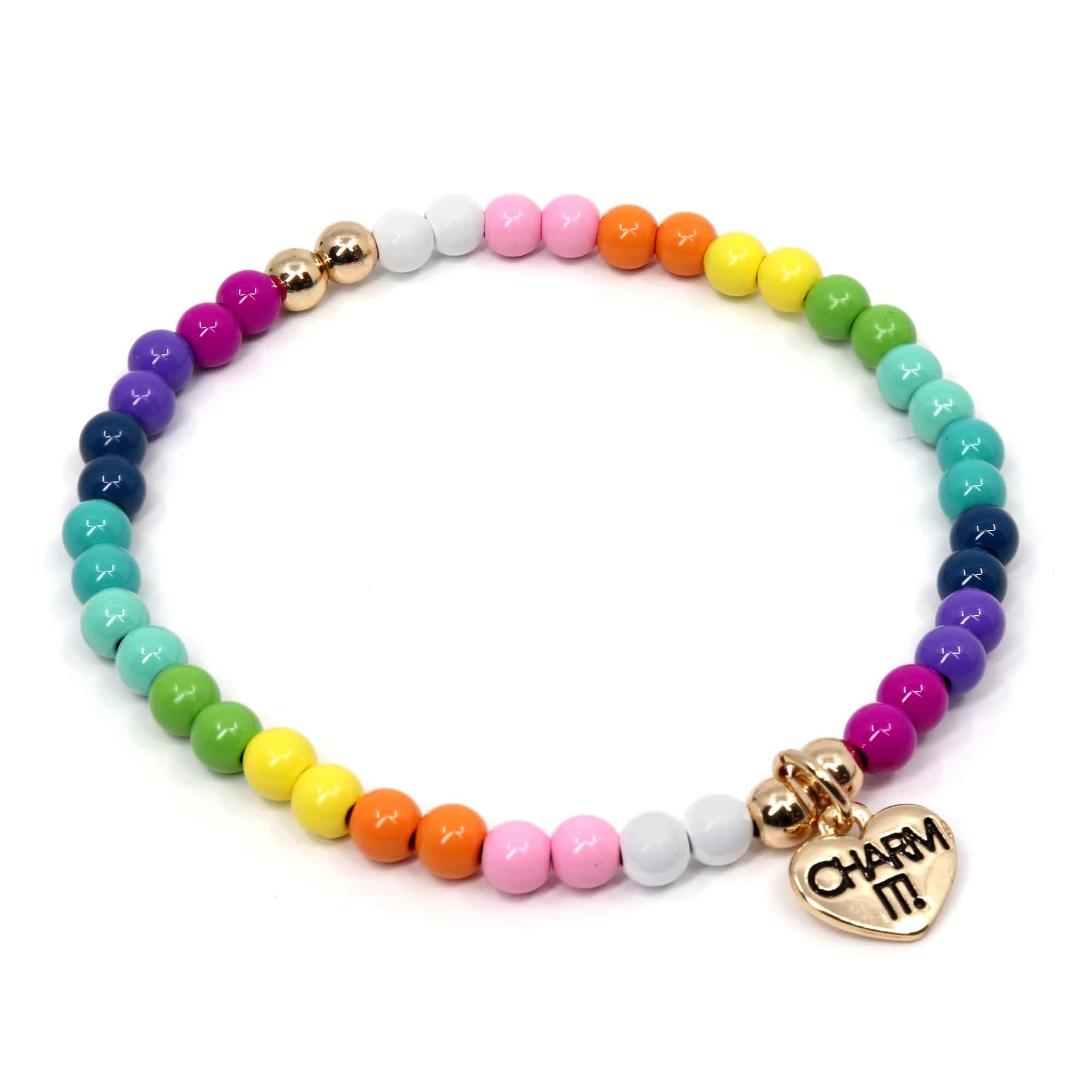 Charm It Gold Rainbow Stretch Bead Bracelet Kawaii Gifts 794187085072