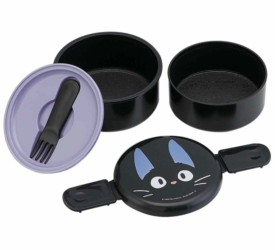 Clever Idiots Kiki's Delivery Service Jiji 2-Layered Round Bento Lunch Box with Fork Kawaii Gifts 4973307451591