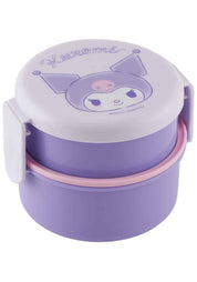 Clever Idiots Kuromi 2-Layered Round Bento Lunch Box with Fork Kawaii Gifts 4973307551505