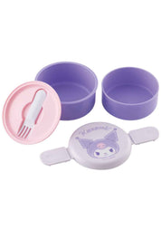 Clever Idiots Kuromi 2-Layered Round Bento Lunch Box with Fork Kawaii Gifts 4973307551505