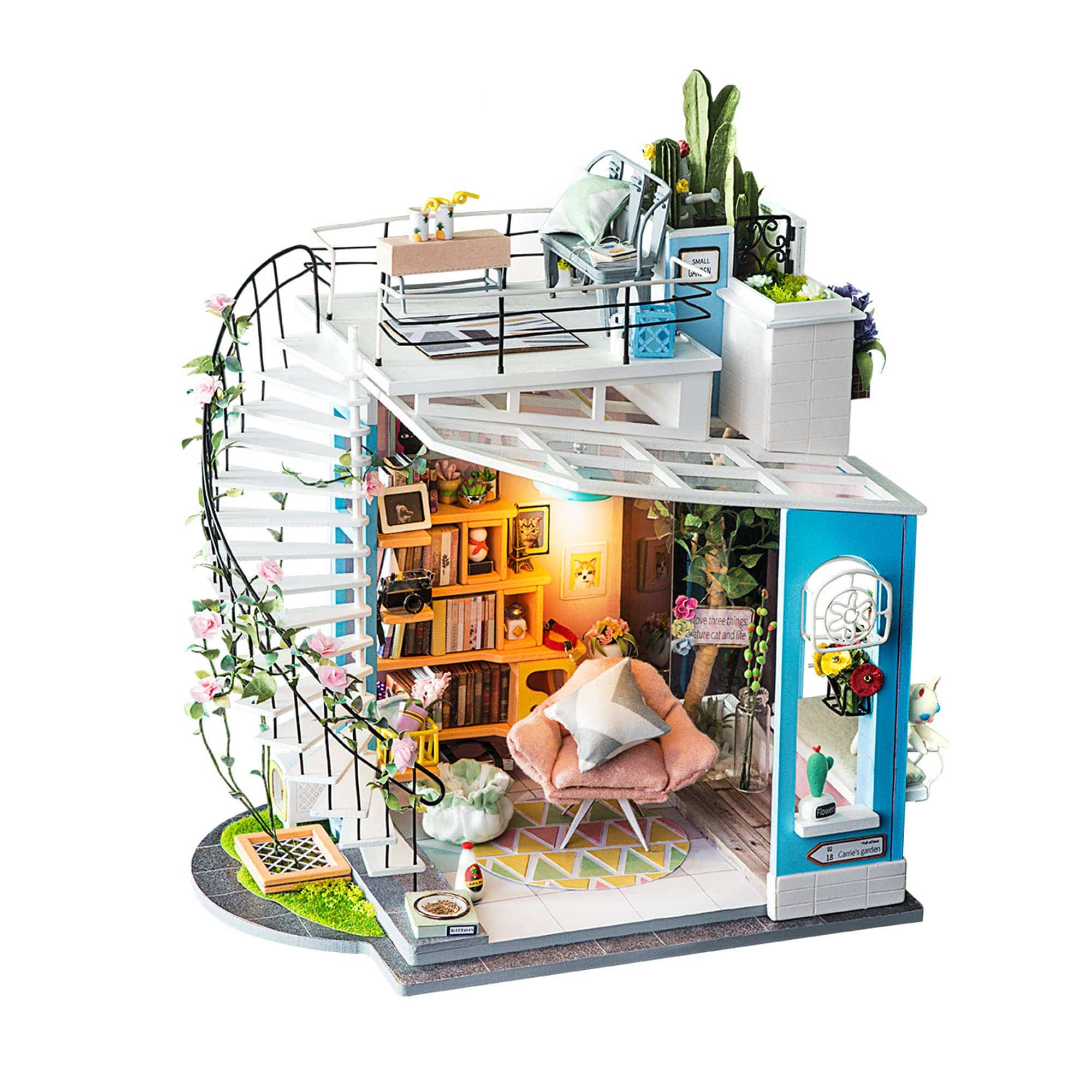 Hands Craft DG12, Dora's Loft DIY Miniature Dollhouse Kit Kawaii Gifts 819887027280