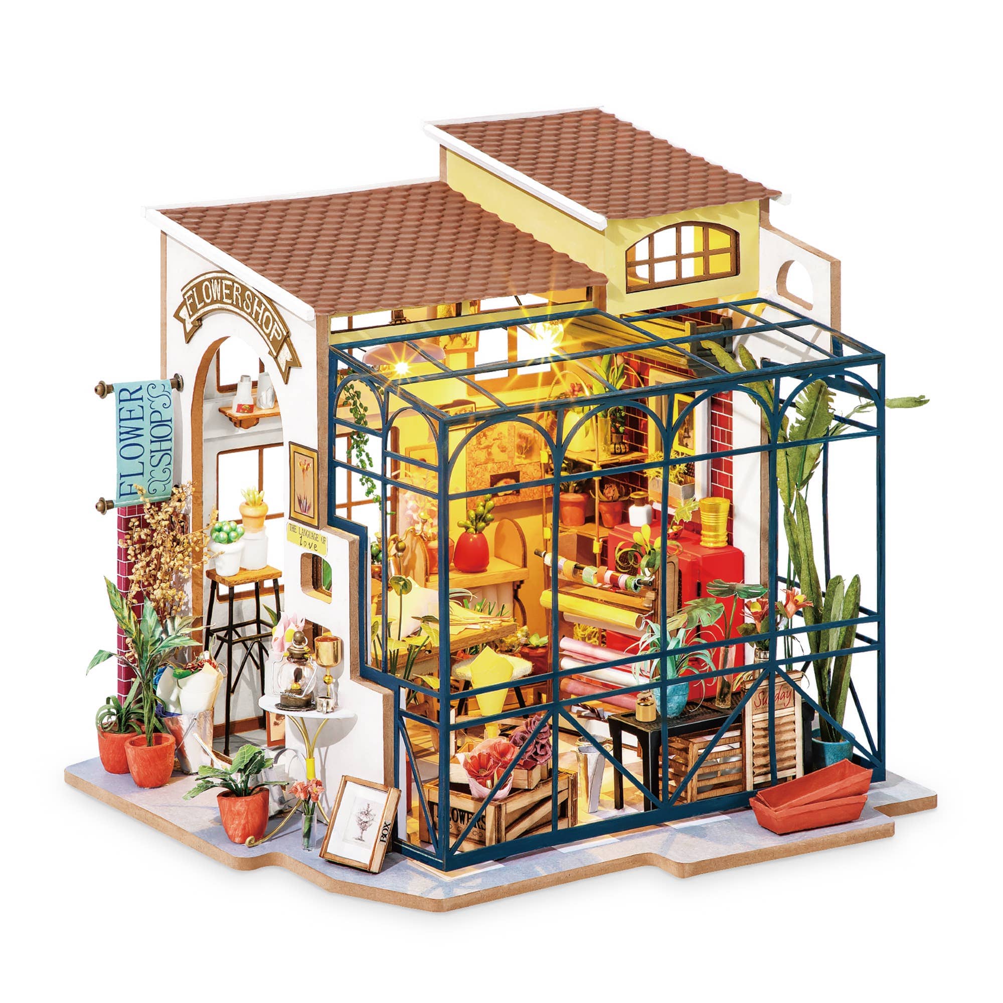 Hands Craft DG145, Flower Shop DIY Miniature Dollhouse Kit Kawaii Gifts 6946785113150
