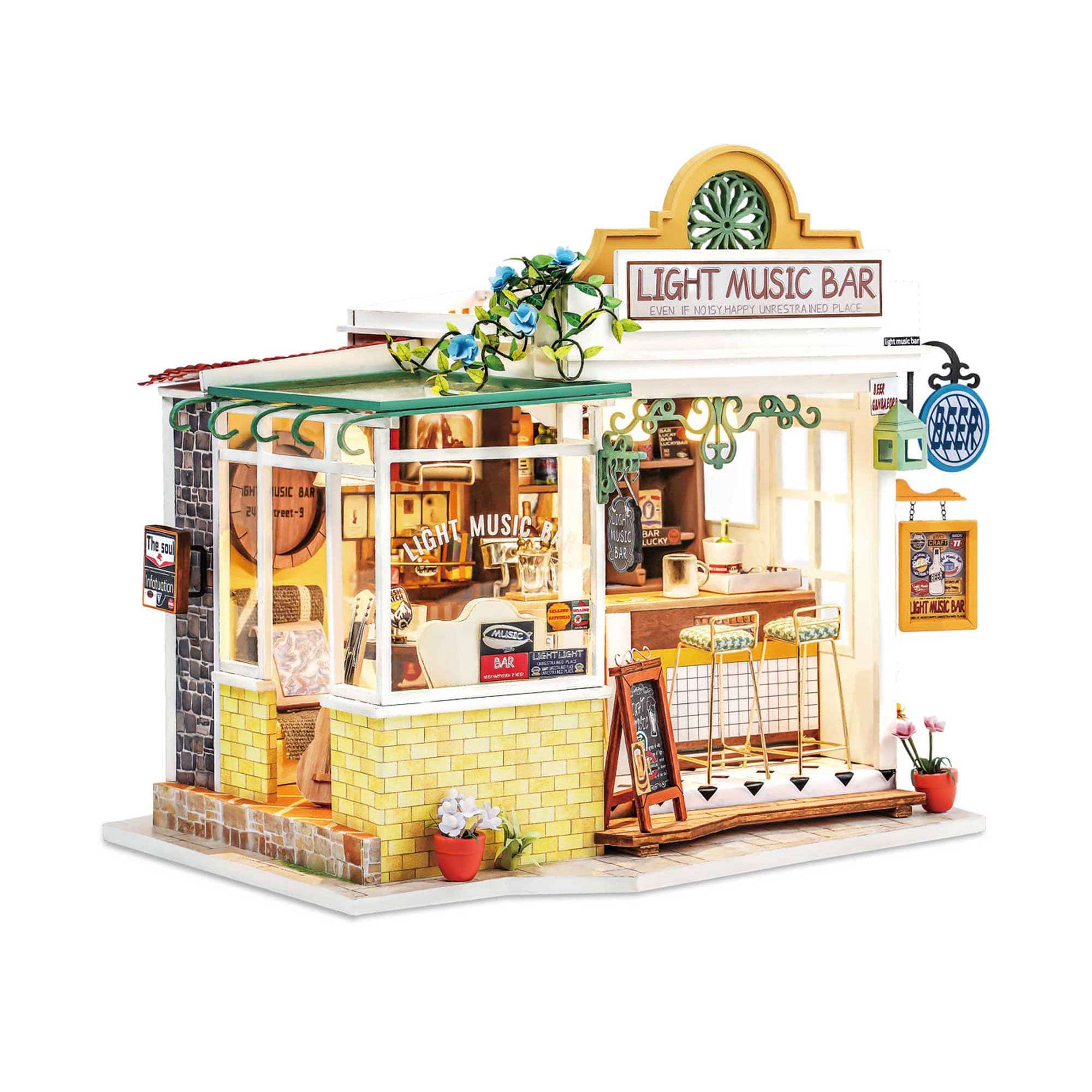 Hands Craft DG147, DIY Miniature Dollhouse Kit: Light Music Bar Kawaii Gifts 850026738254