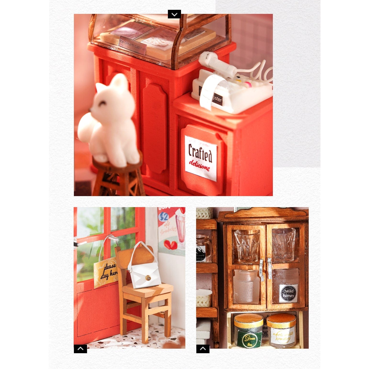 Hands Craft DIY Miniature Dollhouse Kit: Honey Ice-Cream Shop Kawaii Gifts 850026738261