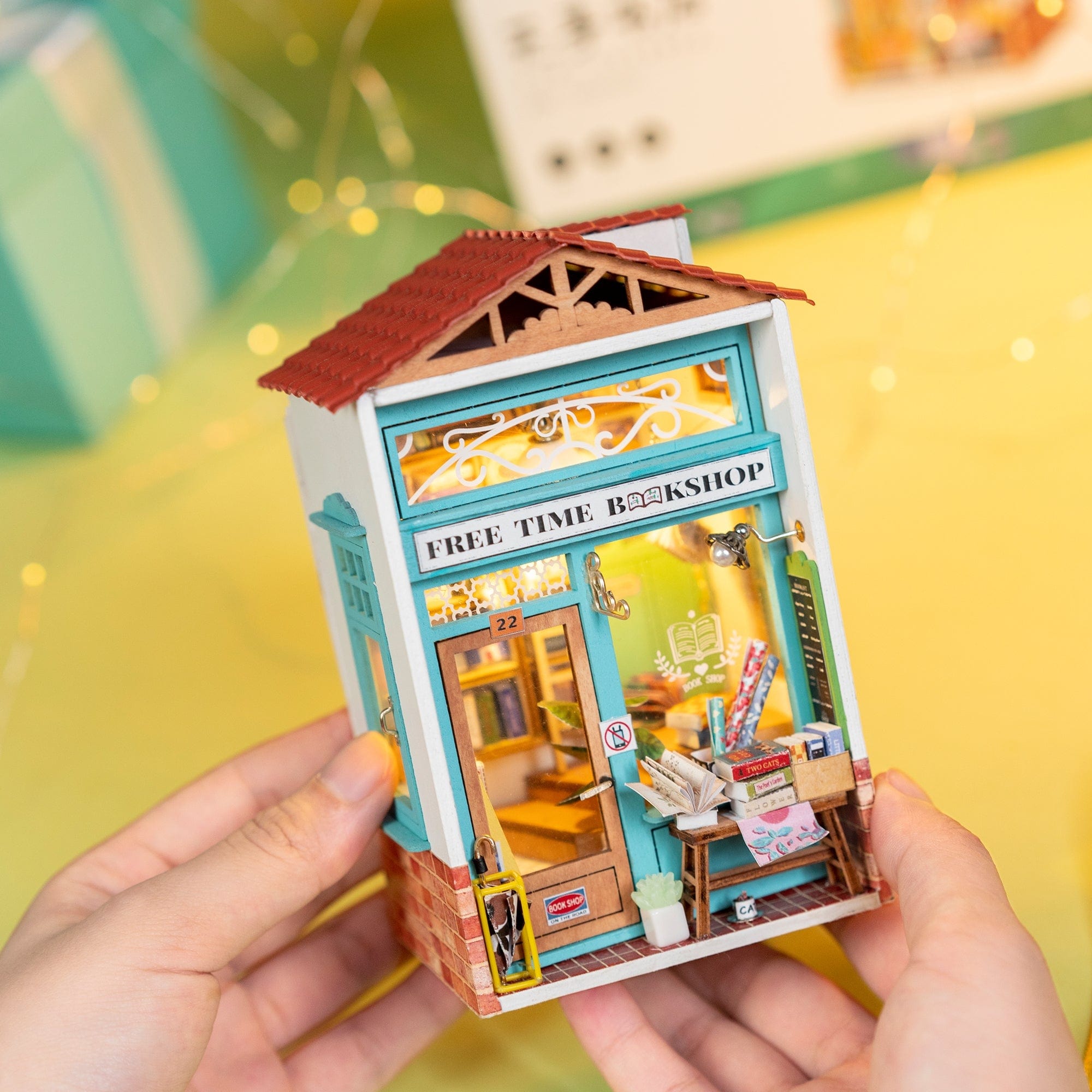Hands Craft DIY Miniature House Kit: Free Time Bookshop Kawaii Gifts 850026738483