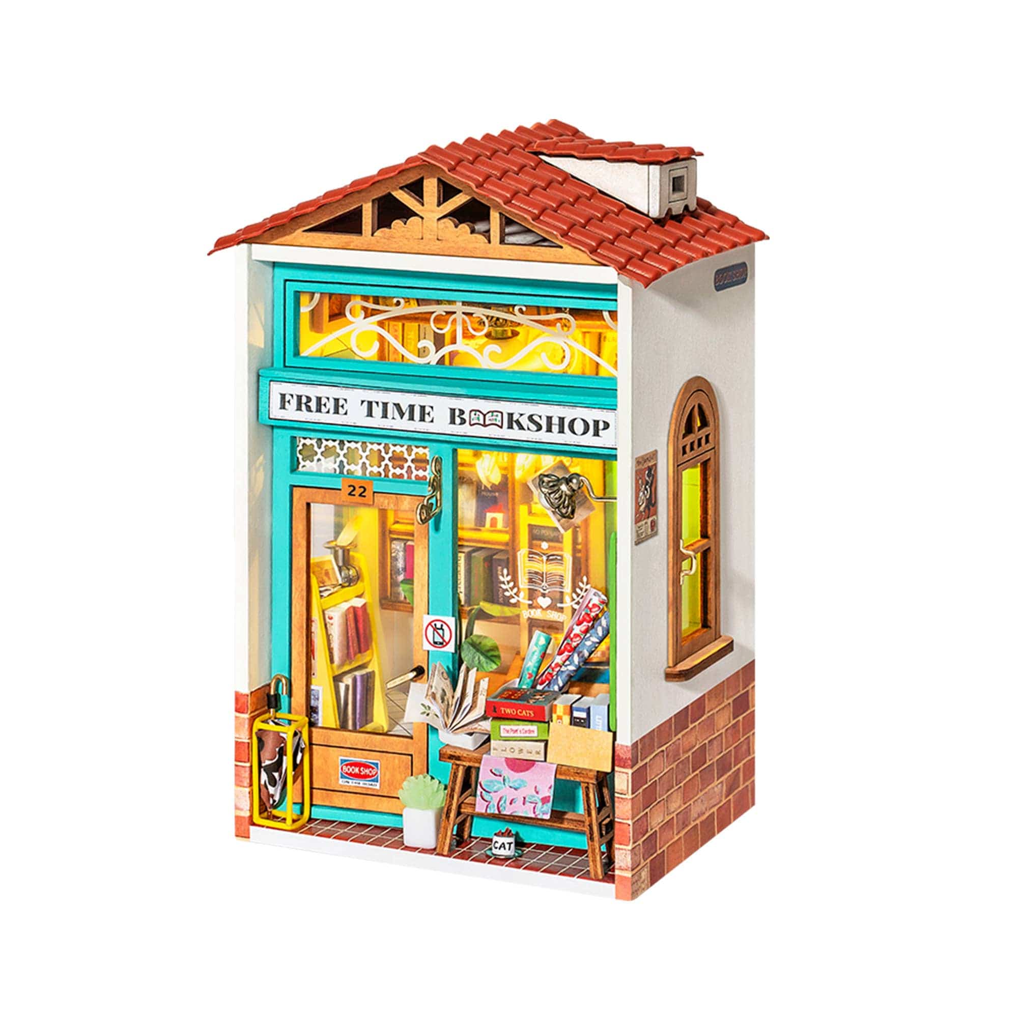 Hands Craft DS008, DIY Miniature House Kit: Free Time Bookshop Kawaii Gifts