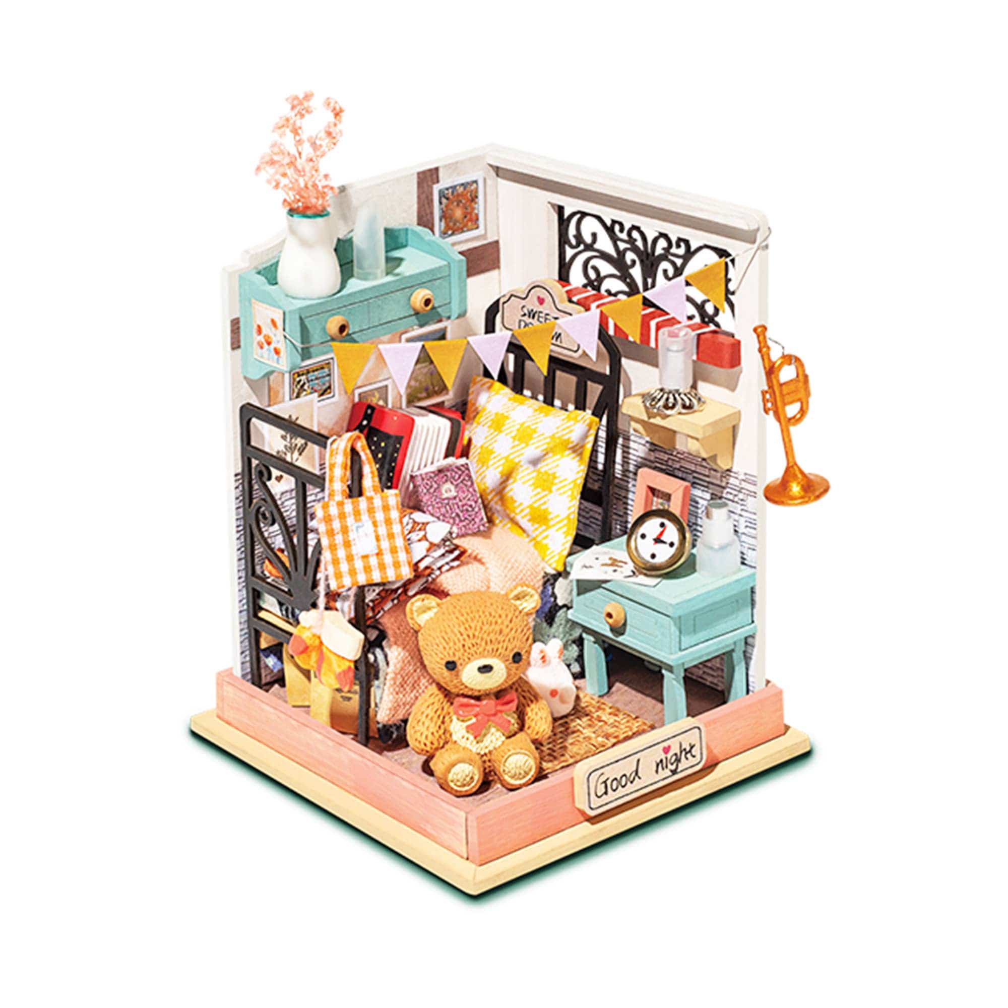 Hands Craft DS016, DIY Palm-Sized Miniature Dollhouse Kit: Sweet Dream (Bedroom) Kawaii Gifts 850026738322