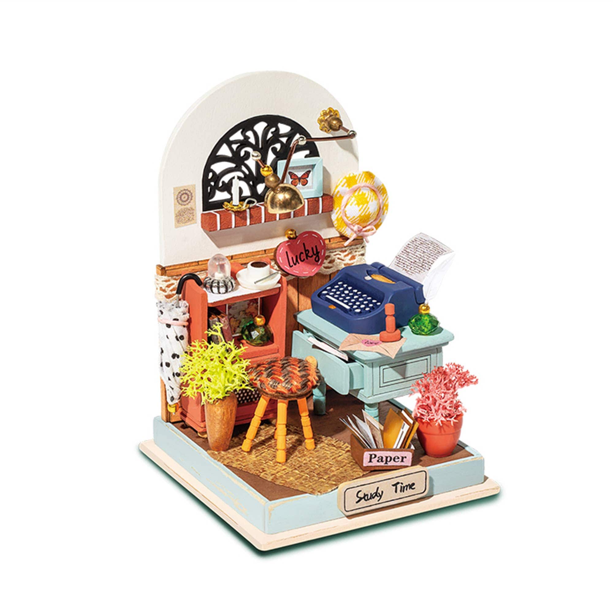Hands Craft DS017, DIY Palm-Sized Miniature Dollhouse Kit: Record Mood (Study) Kawaii Gifts 850026738339