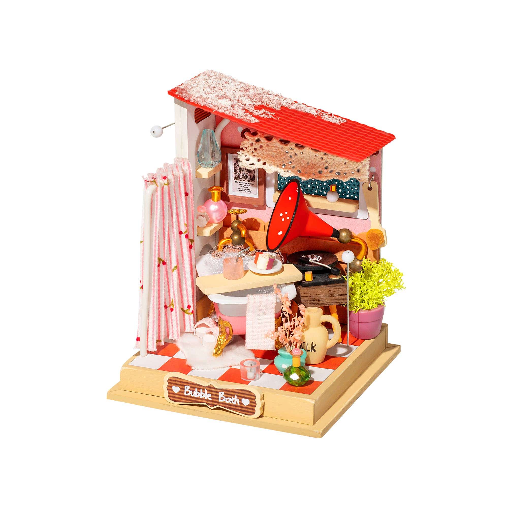 Hands Craft DS018, DIY Palm-Sized Miniature Dollhouse Kit: Bubble Bath (Bathroom) Kawaii Gifts 850026738346