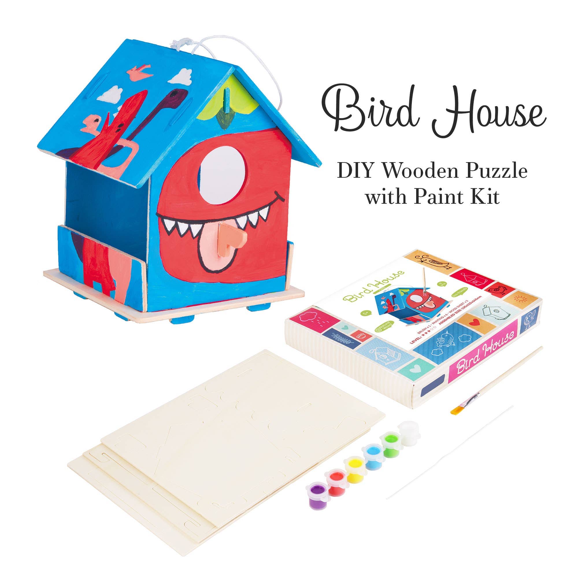 Hands Craft FY196, DIY 3D Wooden Birdhouse with Paint Kit Kawaii Gifts 819887027372