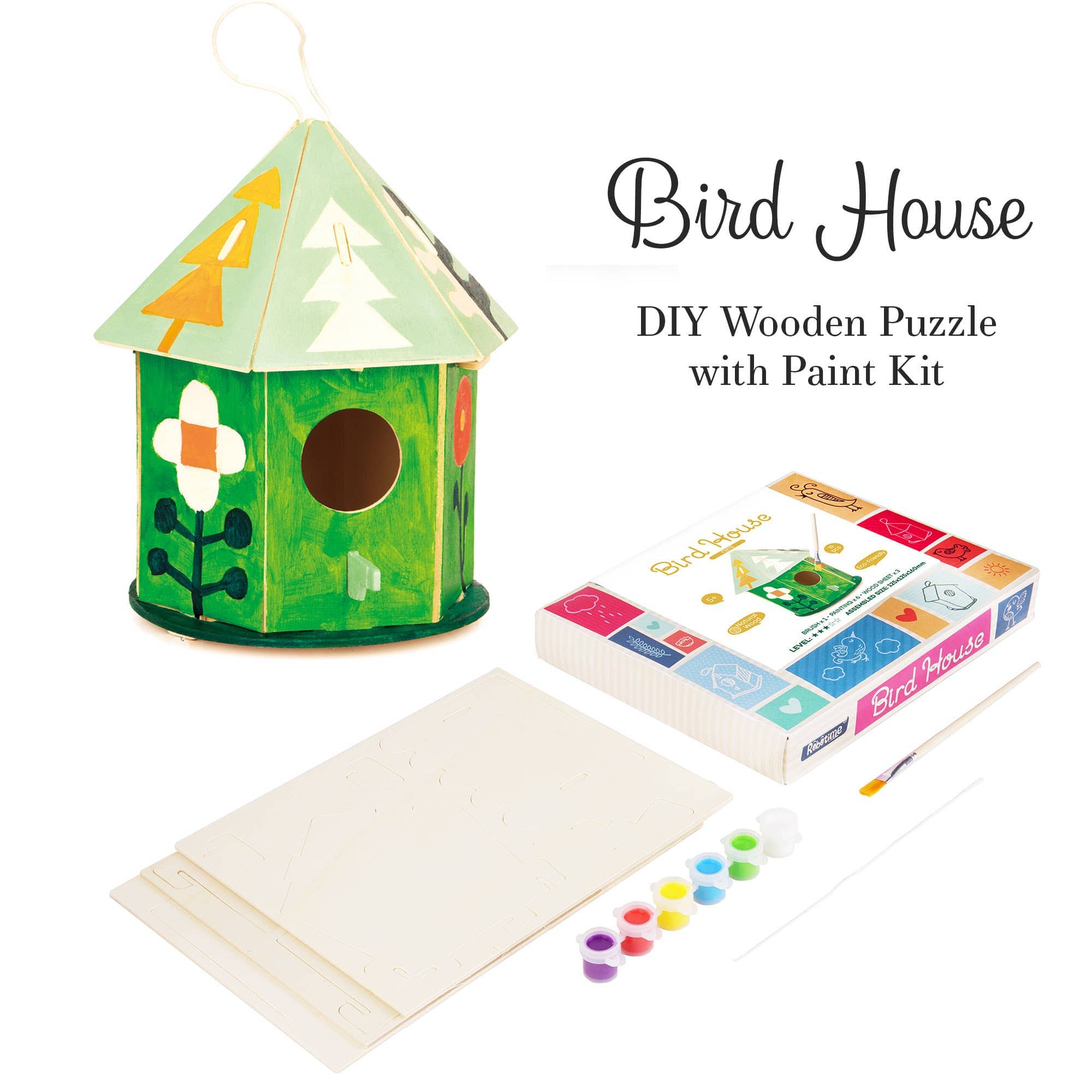 Hands Craft FY197, DIY 3D Wooden Birdhouse with Paint Kit Kawaii Gifts 819887027389